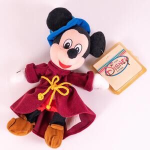 Disney Store Vintage Mini Bean Bag Sorcerer Mickey Mouse 8” Beanie Plush Toy